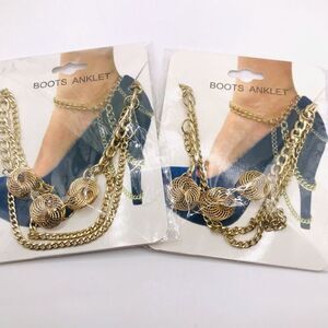 Set of 2 Shoe Heel or Boot chain ankle bracelet